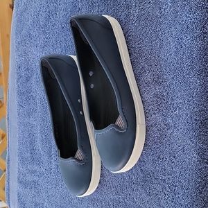 Crocs Women’s Citilane Navy Blue and White Ballerina Elastic slip-on Flats Sz 7